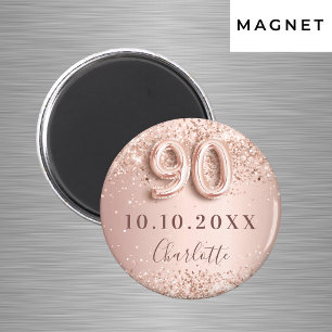 90th birthday rose gold blush save the date magnet
