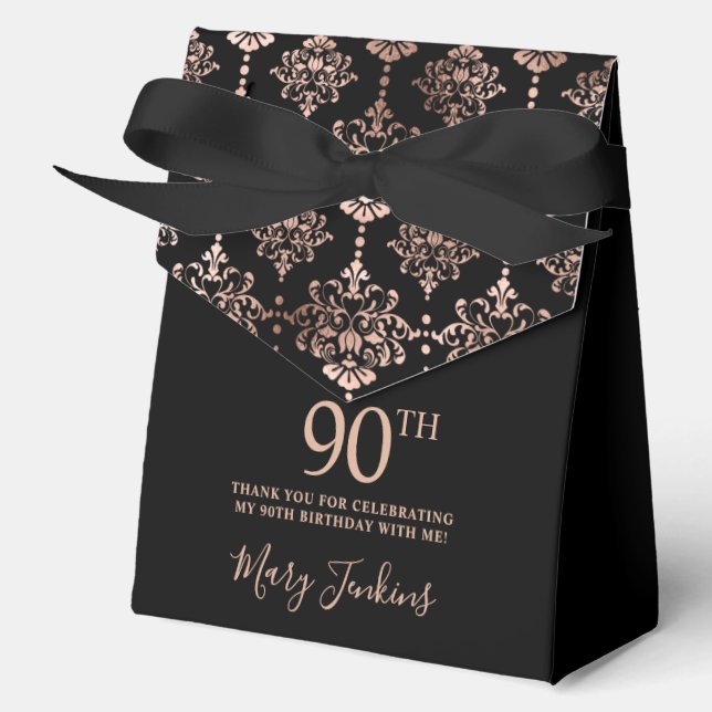 90th Birthday Rose Gold Elegant Thank You  Favour Box (Front)
