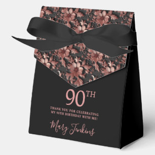 90th Birthday Rose Gold Floral Thank You  Favour Box