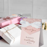 90th Birthday rose gold glitter glam thank you Favour Box<br><div class="desc">Elegant,  classic,  glamourous and girly for a 90th birthday party favours.  Rose gold ombre,  gradient background. With the text: 90th Birthday and Thank You written with a modern dark rose coloured hand lettered style script.  Template for a name and a date.</div>