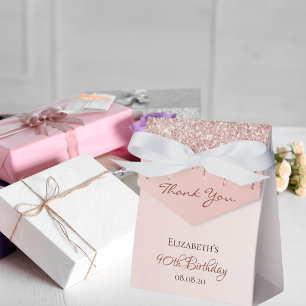 90th Birthday rose gold glitter glam thank you Favour Box