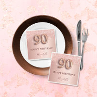 90th birthday rose gold glitter pink balloon style