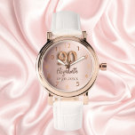 90th Birthday rose gold name Watch<br><div class="desc">A gift for a 90th birthday. A rose gold gradient background colour.   Add a name,  date</div>