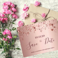 90th birthday rose gold stars save the date