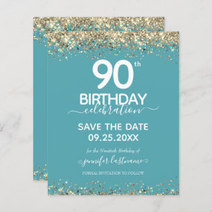 90th Birthday Save the Date Budget Invitation