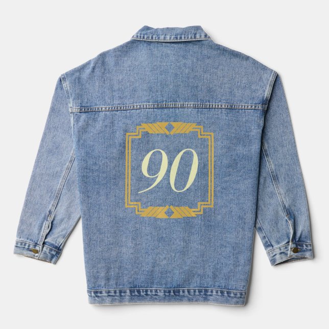 90th Birthday Saying  90 Years Party  Denim Jacket (Back)