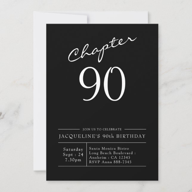 90th Birthday Script 90 Party Invitation (Front)