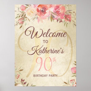 90th Birthday Shimmer Design Poster