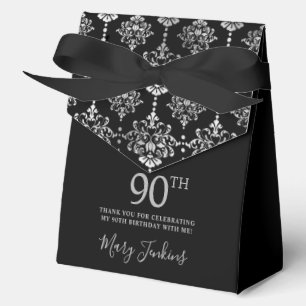 90th Birthday Silver Elegant Thank You  Favour Box