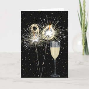 90th Birthday Sparklers With Wine  Card