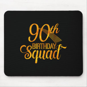 90th birthday squad party birthday yellow gold  mouse mat