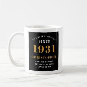 90th Birthday Standards 1931 Add Your Name Black Coffee Mug