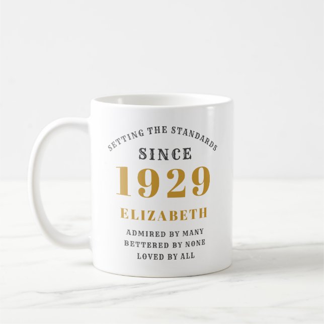 90th Birthday Standards Born 1929 Add Your Name Coffee Mug (Left)