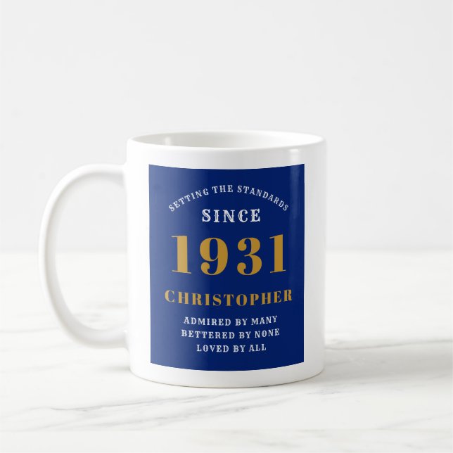 90th Birthday Standards Born 1931 Add Your Name Coffee Mug (Left)