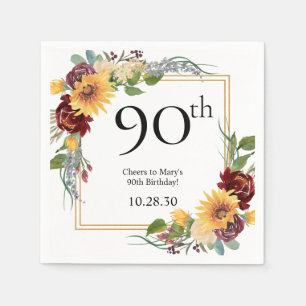 90th Birthday Sunflowers Napkin