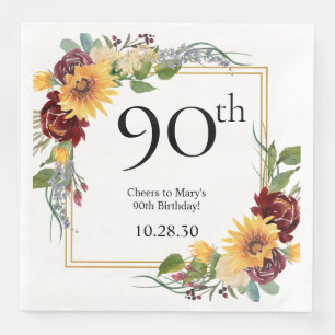 90th Birthday Sunflowers Napkin