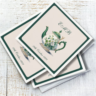90th Birthday Tea Party Green Regency Birthday Napkin
