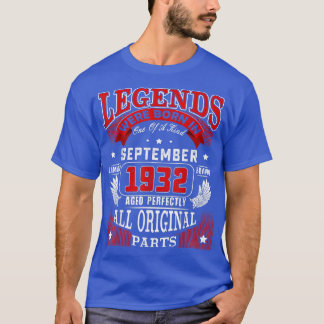 90th Birthday Tee Legends Born In September 1932 9