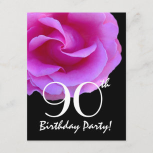 90th Birthday Template Pink Rose For Her W417