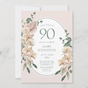 90th Birthday Tropical Floral Invitation