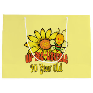 90th Birthday - Unbelievable at 90 Years Old Large Gift Bag