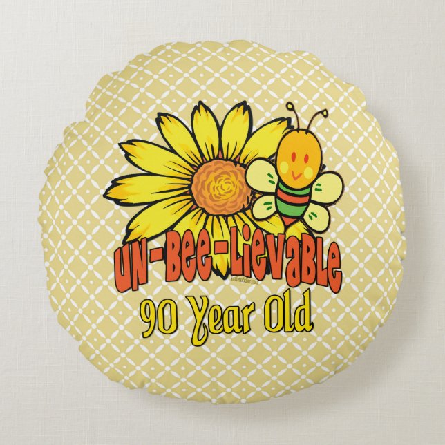 90th Birthday - Unbelievable at 90 Years Old Round Cushion (Front)