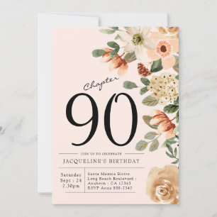 90th Birthday Vintage Floral Invitation