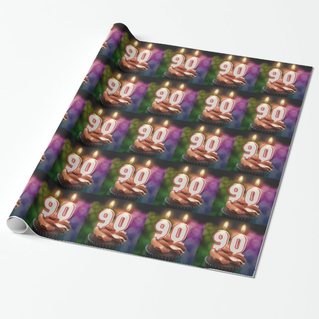 90th birthday with candles wrapping paper (Unrolled)