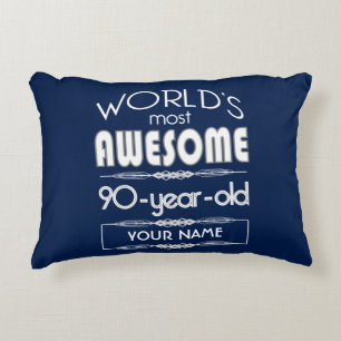 90th Birthday Worlds Best Fabulous Dark Blue Decorative Cushion