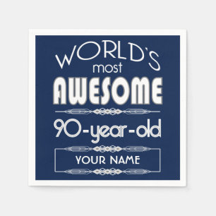 90th Birthday Worlds Best Fabulous Dark Blue Napkin