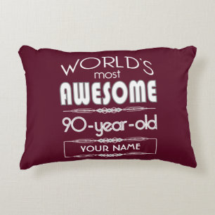 90th Birthday Worlds Best Fabulous Dark Red Maroon Decorative Cushion