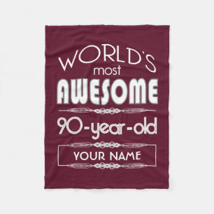 90th Birthday Worlds Best Fabulous Dark Red Maroon Fleece Blanket