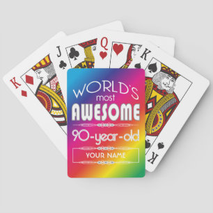 90th Birthday Worlds Best Fabulous Rainbow Playing Cards