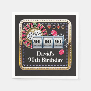 90th Casino Poker Playing Card Birthday Napkins