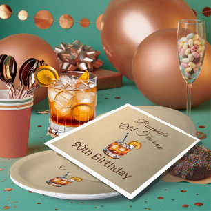 90th Cocktail Male Old Fashion Birthday  Napkin