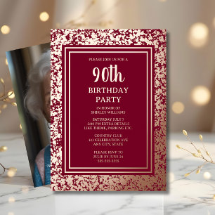 90th Custom Birthday Party Textured Elegant