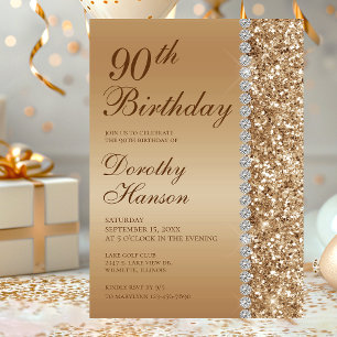 90th Elegant Gold Birthday Invitation