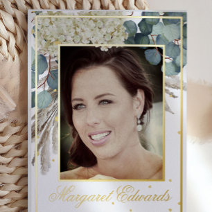 90th Floral Blue Elegant Photo Birthday