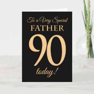 90th Gold-effect on Black, for Father Birthday Card