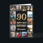 90th Happy Birthday Black and Gold Photo Collage Card<br><div class="desc">90th Happy Birthday Black and Gold Photo Collage Birthday Card. For further customisation,  please click the "Customise it" button and use our design tool to modify this template.</div>