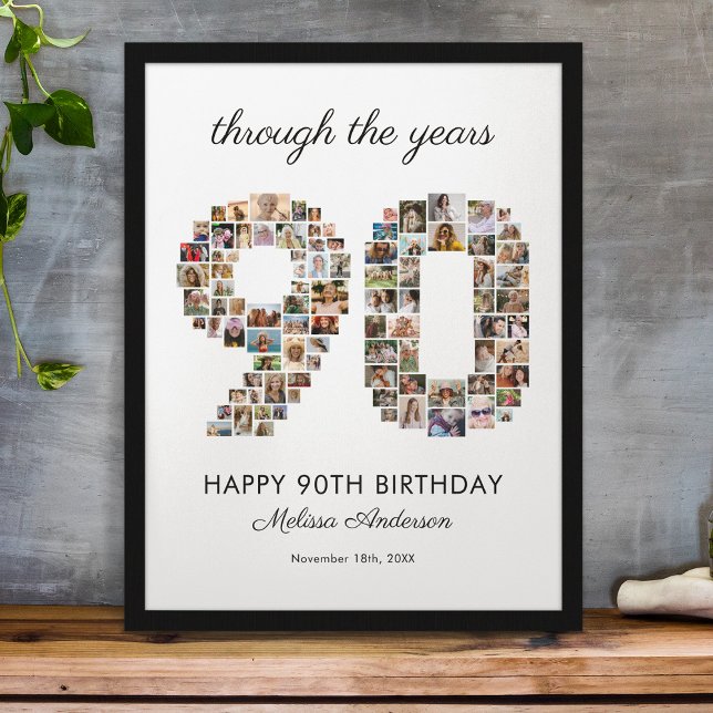 90th Happy Birthday Photo Collage Poster (Creator Uploaded)