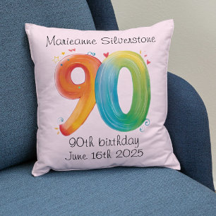 90th keepsake birthday gift 90 year old ninetieth cushion