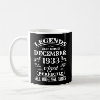 90Th Legends Born In December 1933 90 Yrs Old Coffee Mug