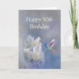 90th Milestone Birthday Garden Hummingbird Flowers Card