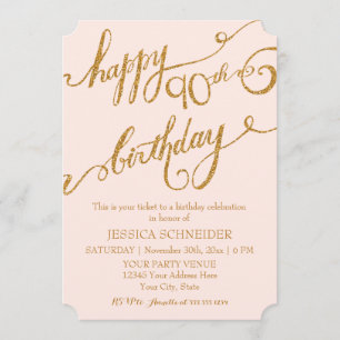 90th, Ninetieth Birthday Party Celebration Invitation