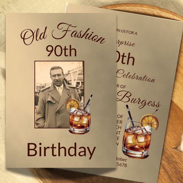 90th Ninetieth Male Photo Birthday Invitation (Creator Uploaded)