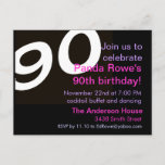 90th Ninetieth Ninety Birthday Party Postcard Invi<br><div class="desc">Celebrate birthday number ninety,  90,   with shades of purple,  pink,  black and white on our fabulous postcard invitation. It's ready for your to personalise.</div>