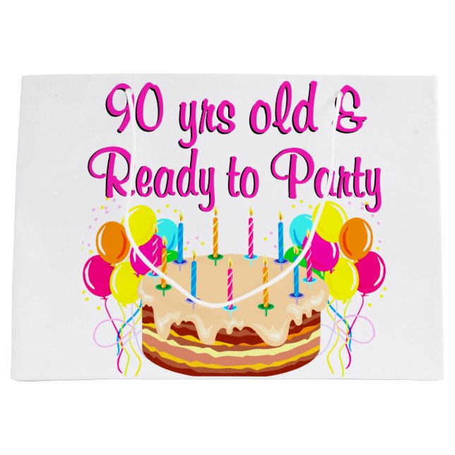 90TH PARTY GIRL LARGE GIFT BAG (Front)