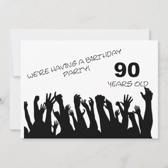 90th party invitation with cheering crowds (Front)