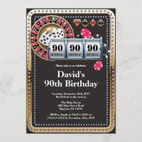 90th Poker Playing Card Casino Birthday Invitation